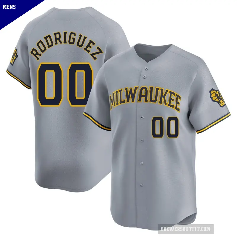 Men's No.00 Carlos Rodriguez Milwaukee Brewers Gray Limited Away Jersey