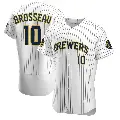 Men's No.10 Mike Brosseau Milwaukee Brewers White Authentic Alternate Jersey