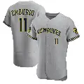 Men's No.11 Jackson Chourio Milwaukee Brewers Gray Authentic Road Jersey