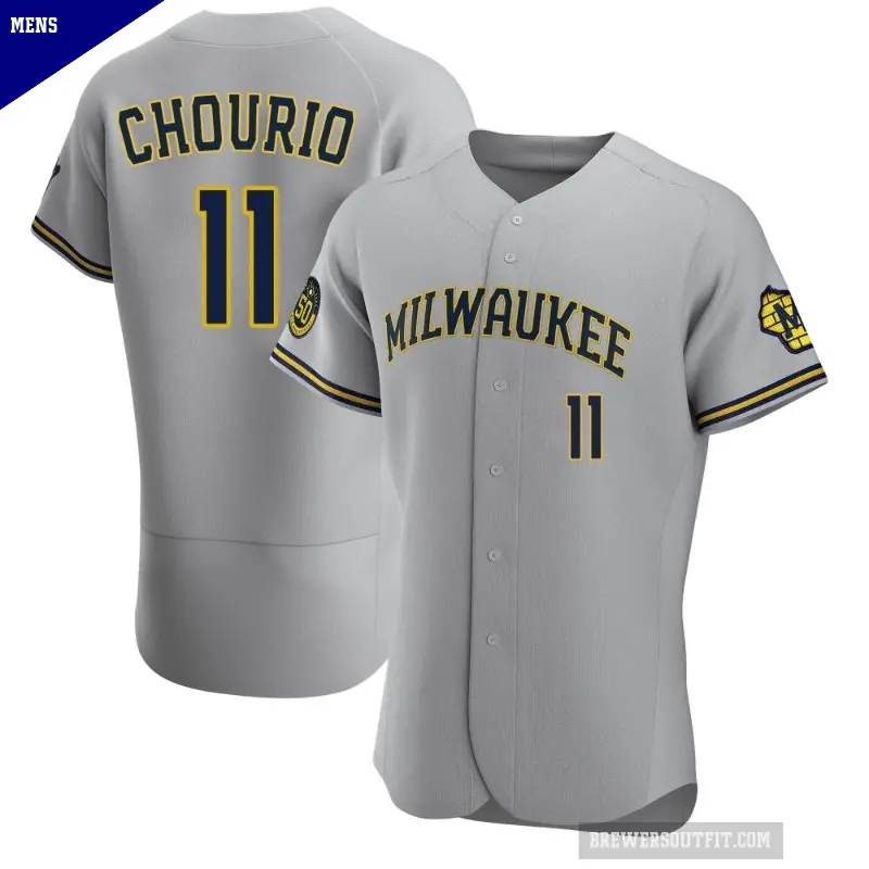 Men's No.11 Jackson Chourio Milwaukee Brewers Gray Authentic Road Jersey