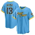 Men's No.13 Eric Haase Milwaukee Brewers Blue Replica Powder 2022 City Connect Jersey