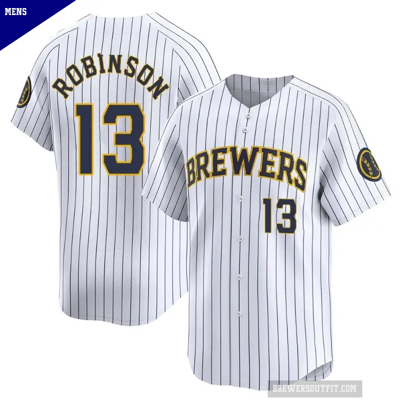 Men's No.13 Glenn Robinson Milwaukee Brewers White Limited Alternate Jersey