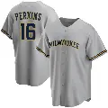 Men's No.16 Blake Perkins Milwaukee Brewers Gray Replica Road Jersey