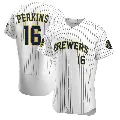 Men's No.16 Blake Perkins Milwaukee Brewers White Authentic Alternate Jersey