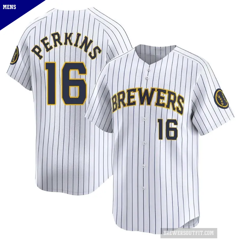 Men's No.16 Blake Perkins Milwaukee Brewers White Limited Alternate Jersey