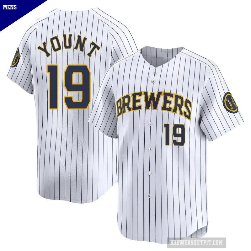 Men's No.19 Robin Yount Milwaukee Brewers White Limited Alternate Jersey