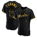 Men's No.2 Brice Turang Milwaukee Brewers Black Authentic Snake Skin City Jersey