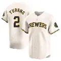 Men's No.2 Brice Turang Milwaukee Brewers Cream Limited Home Jersey