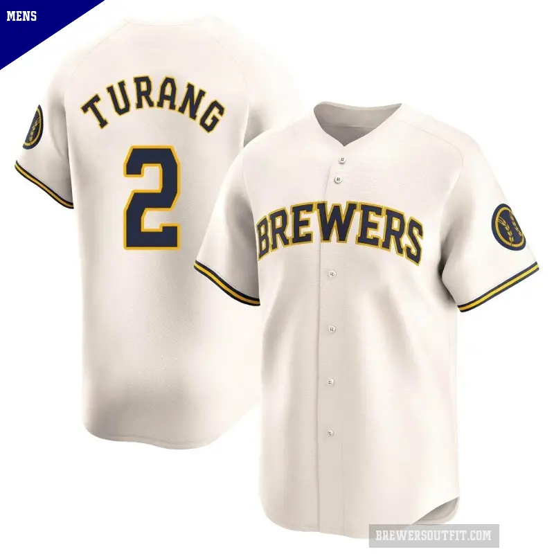 Men's No.2 Brice Turang Milwaukee Brewers Cream Limited Home Jersey