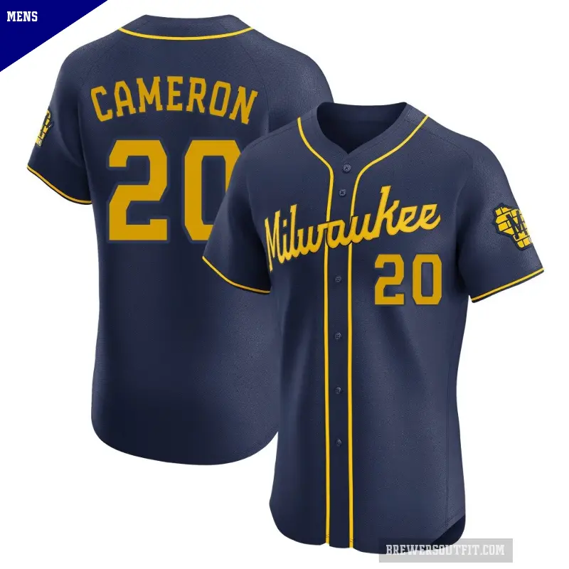Men's No.20 Daz Cameron Milwaukee Brewers Navy Elite Alternate Jersey