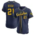 Men's No.21 Matt Bush Milwaukee Brewers Navy Elite Alternate Jersey