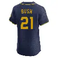 Men's No.21 Matt Bush Milwaukee Brewers Navy Elite Alternate Jersey