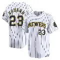 Men's No.23 Greg Vaughn Milwaukee Brewers White Limited Alternate Jersey