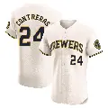 Men's No.24 William Contreras Milwaukee Brewers Cream Elite Home Jersey