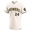 Men's No.24 William Contreras Milwaukee Brewers Cream Elite Home Jersey