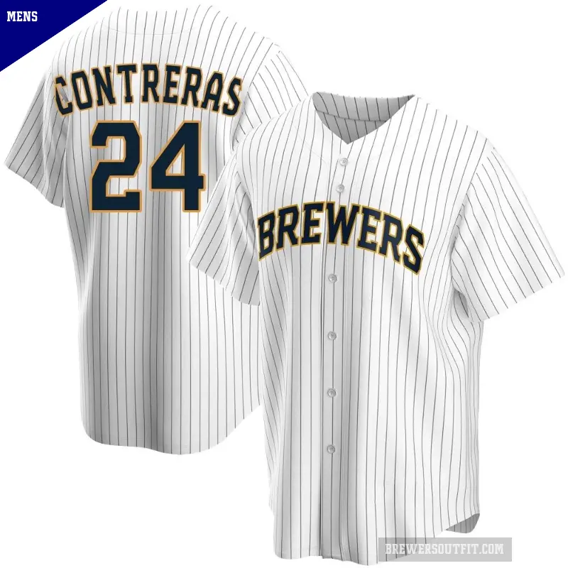 Men's No.24 William Contreras Milwaukee Brewers White Replica Home Jersey
