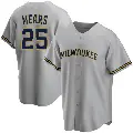 Men's No.25 Nick Mears Milwaukee Brewers Gray Replica Road Jersey