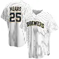 Men's No.25 Nick Mears Milwaukee Brewers White Replica Home Jersey