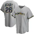 Men's No.26 Aaron Ashby Milwaukee Brewers Gray Replica Road Jersey
