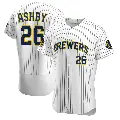Men's No.26 Aaron Ashby Milwaukee Brewers White Authentic Alternate Jersey