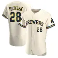 Men's No.28 Brewer Hicklen Milwaukee Brewers Cream Authentic Home Jersey