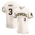 Men's No.3 Corey Ray Milwaukee Brewers Cream Elite Home Jersey