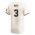 Men's No.3 Corey Ray Milwaukee Brewers Cream Elite Home Jersey