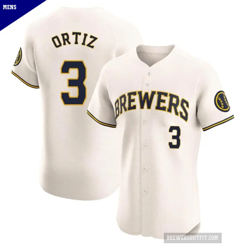 Men's No.3 Joey Ortiz Milwaukee Brewers Cream Elite Home Jersey