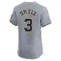 Men's No.3 Joey Ortiz Milwaukee Brewers Gray Elite Road Jersey
