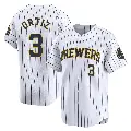 Men's No.3 Joey Ortiz Milwaukee Brewers White Limited Alternate Jersey
