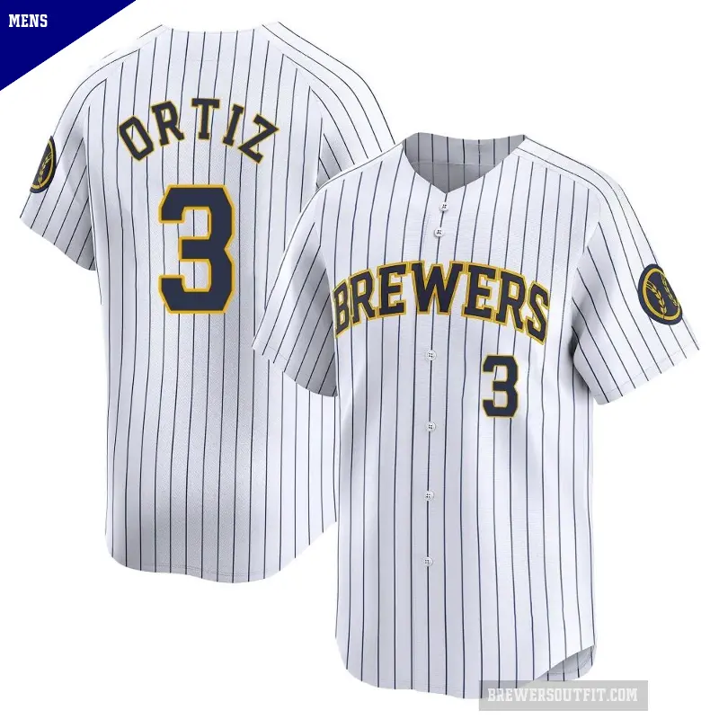 Men's No.3 Joey Ortiz Milwaukee Brewers White Limited Alternate Jersey