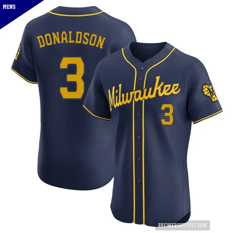 Men's No.3 Josh Donaldson Milwaukee Brewers Navy Elite Alternate Jersey
