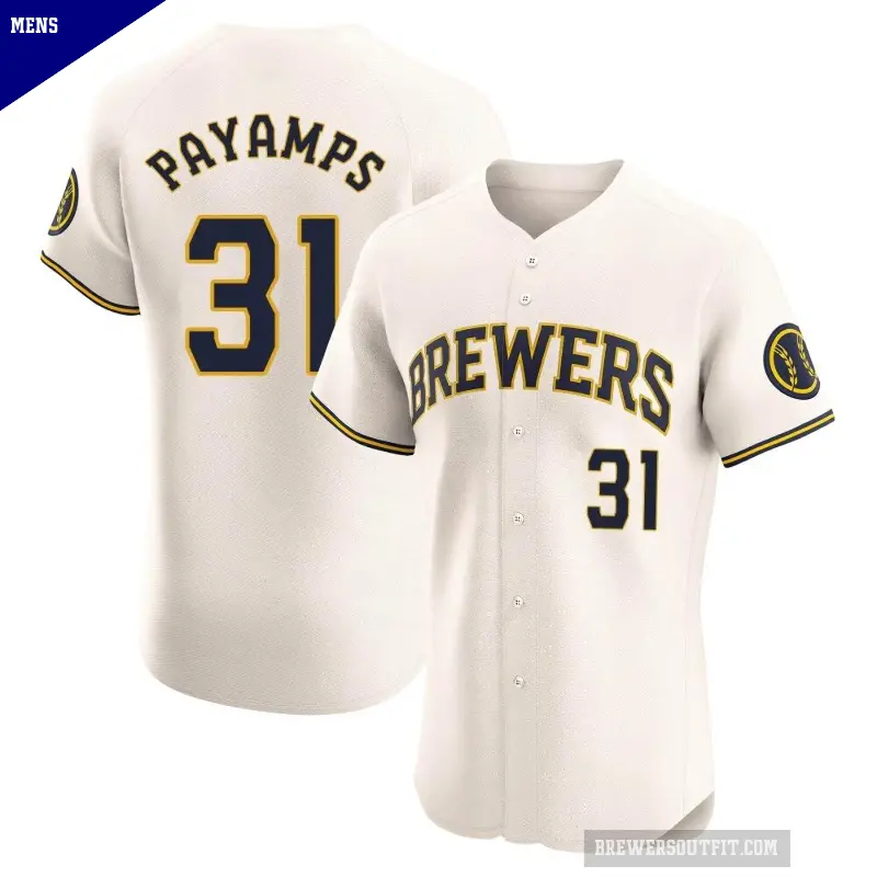 Men's No.31 Joel Payamps Milwaukee Brewers Cream Elite Home Jersey