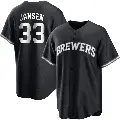 Men's No.33 Danny Jansen Milwaukee Brewers Black/White Replica Jersey