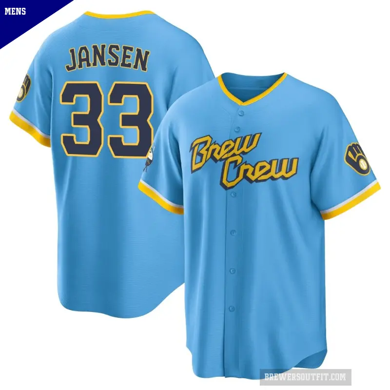 Men's No.33 Danny Jansen Milwaukee Brewers Blue Replica Powder 2022 City Connect Jersey