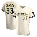 Men's No.33 Danny Jansen Milwaukee Brewers Cream Authentic Home Jersey