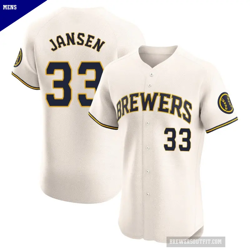 Men's No.33 Danny Jansen Milwaukee Brewers Cream Elite Home Jersey