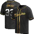 Men's No.33 Danny Jansen Milwaukee Brewers Gold Replica Black en Alternate Jersey