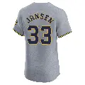 Men's No.33 Danny Jansen Milwaukee Brewers Gray Elite Road Jersey