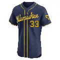 Men's No.33 Danny Jansen Milwaukee Brewers Navy Elite Alternate Jersey