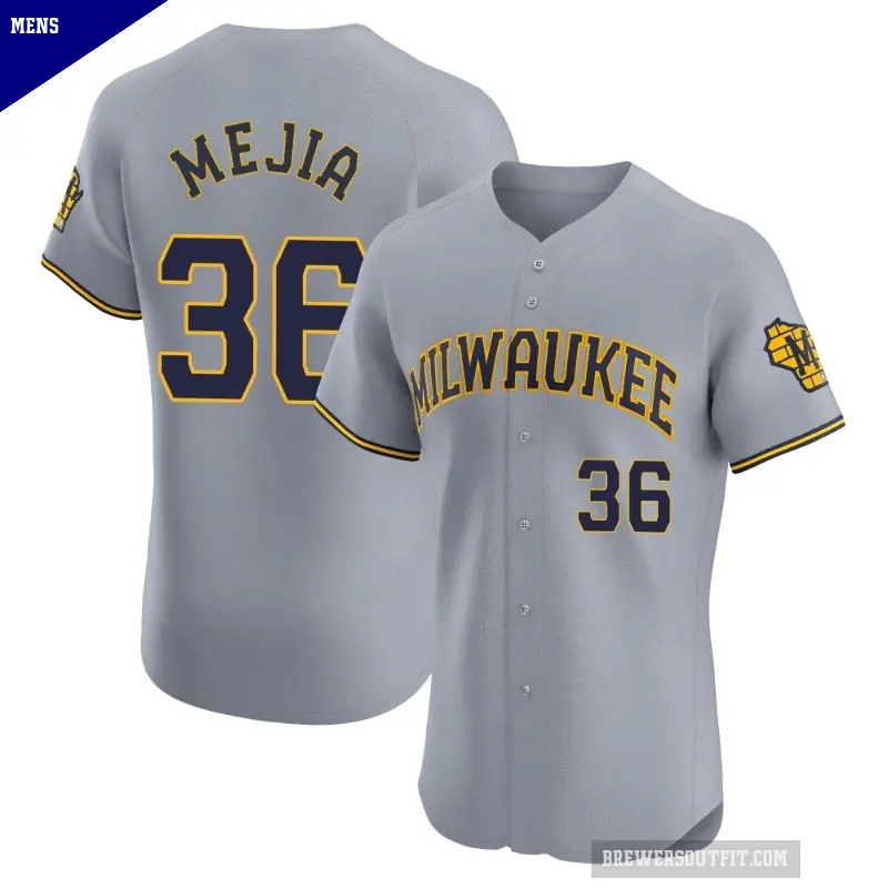 Men's No.36 J.C. Mejia Milwaukee Brewers Gray Elite Road Jersey
