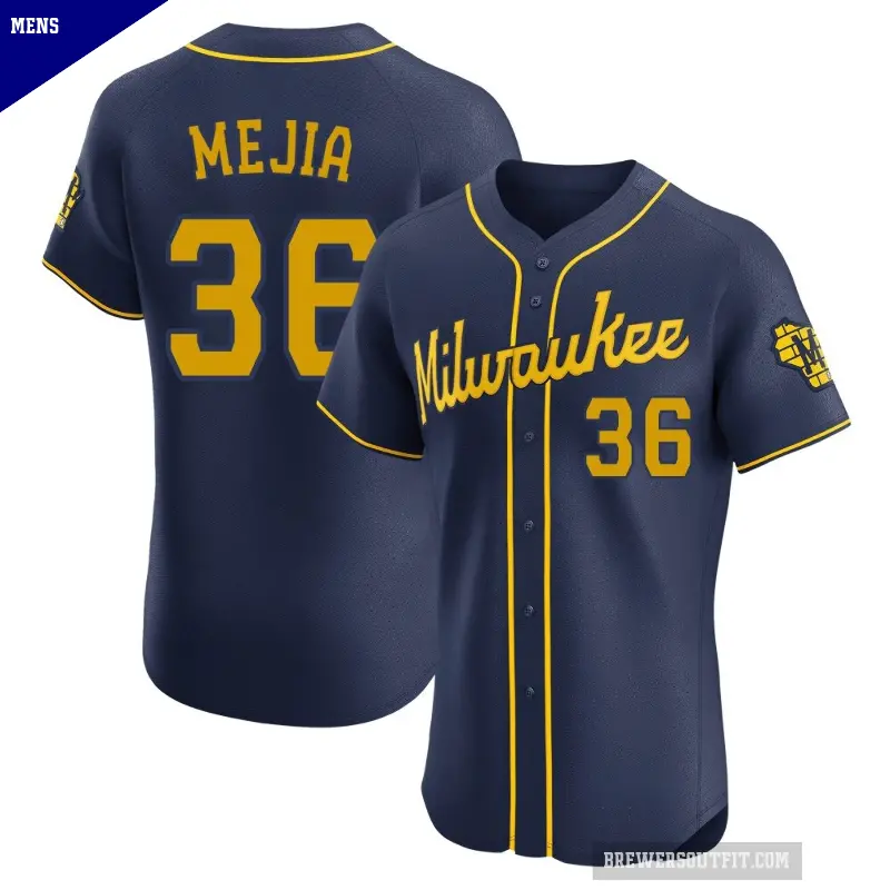 Men's No.36 J.C. Mejia Milwaukee Brewers Navy Elite Alternate Jersey