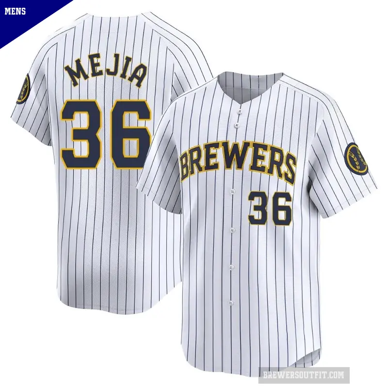 Men's No.36 J.C. Mejia Milwaukee Brewers White Limited Alternate Jersey