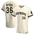 Men's No.36 Tobias Myers Milwaukee Brewers Cream Authentic Home Jersey