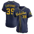 Men's No.39 Chris Capuano Milwaukee Brewers Navy Elite Alternate Jersey