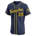 Men's No.39 Chris Capuano Milwaukee Brewers Navy Elite Alternate Jersey