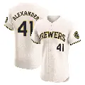 Men's No.41 Jason Alexander Milwaukee Brewers Cream Elite Home Jersey