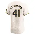 Men's No.41 Jason Alexander Milwaukee Brewers Cream Elite Home Jersey