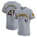 Men's No.41 Jason Alexander Milwaukee Brewers Gray Elite Road Jersey