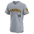 Men's No.41 Jason Alexander Milwaukee Brewers Gray Elite Road Jersey